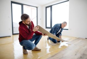 Technician Laying Vinyl Flooring Vinyl Flooring in Columbia, MD